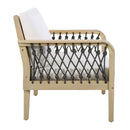 Outdoor Acacia Wood Loveseat & Coffee Table Set with Handwoven Rope, Light Teak by HouseOfZazla