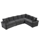 L-Shaped Sofa Convertible Sofa Bed Pull Out Sofa Sleeper With Two Back Pillows, Two USB Ports And Two Power Sockets For Living Room by HouseOfZazla
