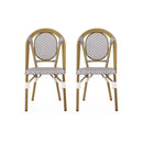 Outdoor Rattan And Aluminum French Bistro Chair Set