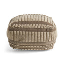 Rustic Wool And Cotton Large Pouf, Handcrafted Tufted Design - Brown / Beige by HouseOfZazla