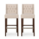 Solstara Upholstered Dining Barstool with Button Tufted and Wing Back by HouseOfZazla