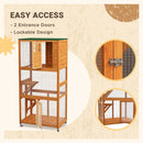 74" Wooden Outdoor Cat House Weatherproof & Wheeled, Catio Outdoor Cat Enclosure with High Weight Capacity, Kitten Cage Condo, Orange