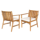 2-Piece Outdoor Acacia Wood Arm Dining Chairs with Removable Cushions
