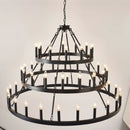 3 Tiers Wagon Wheel Chandelier - 54-Light Matte Black Metal by HouseOfZazla