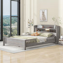 Wood Platform Bed With Built In LED Light, Storage Headboard And Guardrail by HouseOfZazla