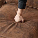 68 Inch Nailhead Trim Couches for Living Room, 22' Deep Seat Rolled Arm Sofa, Faux Leather Couch Upholstered SofaComfy Upholstered 2 Seater Sofa, w/Wooden Leg, Large Traditional Sofa for Bedroom