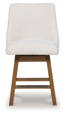 Cabalynn - Upholstered Swivel Barstool (Set of 2) - Oatmeal / Light Brown