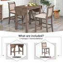 3-Piece Wood Counter Height Drop Leaf Dining Table Set with 2 Upholstered Dining Chairs for Small Place, Brown