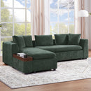 Modern L Shaped Sectional Sofa With Upholstery And Wooden Storage by HouseOfZazla