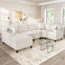 U Shaped Sectional Sofa, Corner Living Room Couch With Built In Cup Holders, Storage, USB Ports by HouseOfZazla
