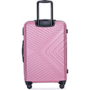 3 Piece Luggage Sets ABS Lightweight Suitcase with Two Hooks, Spinner Wheels, TSA Lock, (20/24/28), Pink