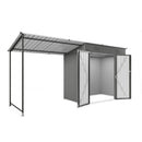 Lean To Shed With Open Sided Pergola, Outdoor Storage Shed & Attached Hardtop Gazebo Combo - Gray by HouseOfZazla