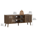 55" TV Cabinet With Vertical Groove Doors, Adjustable Shelves - Walnut by HouseOfZazla