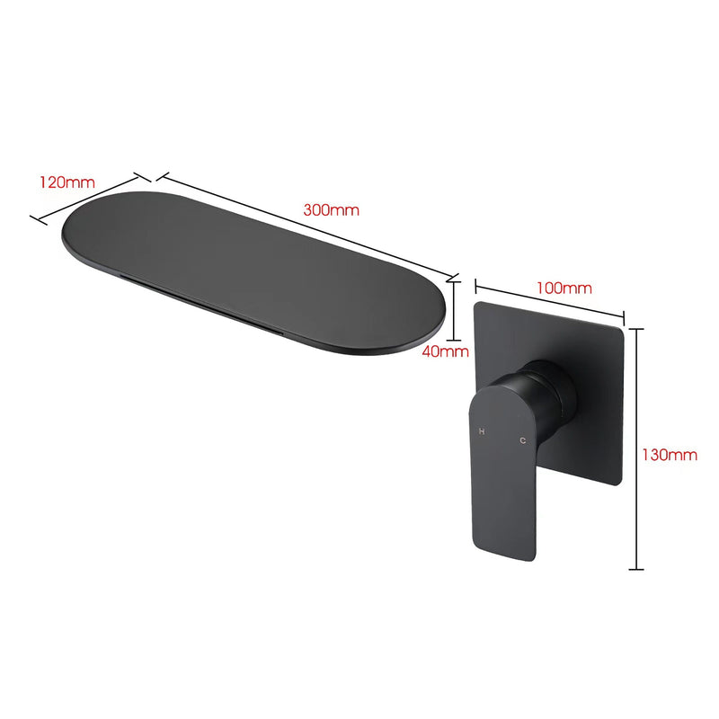Modern Wall Mount Bathtub Faucet Single Handle With Waterfall Tub Spout And Rough, photo 6 of 6