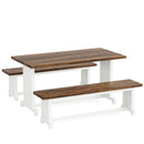3 Piece Dining Table Set For 2 - 4, With Space Saving Benches - Brown / White by HouseOfZazla