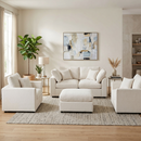 U-Style 4-Piece Sofa Set, 2 Accent Chairs + Loveseat + Movable Ottoman