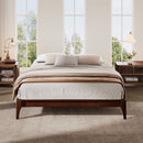 Queen Size Platform Bed Frame With Wood Slat And Metal Support - Chocolate by HouseOfZazla