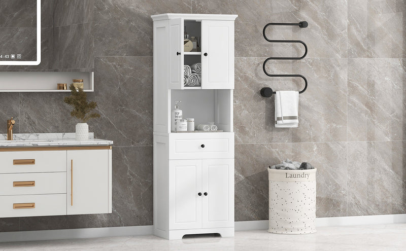 Walker Edison | White Tall Bathroom Storage Cabinet