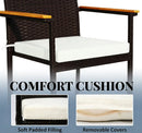Set of 2 Patio Wicker Dining Chairs with Backrest and Armrests