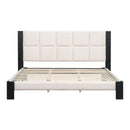 Boucle Cal King Bed Frame with Cube Headboard
