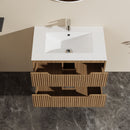 30" Wall Mounted Bathroom Vanity With Sink, Soft Close System, And Spacious Drawers - Walnut