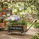 16.5x9.5x8" Rustic Wooden Wagon Planter with Flower Market Sign by HouseOfZazla
