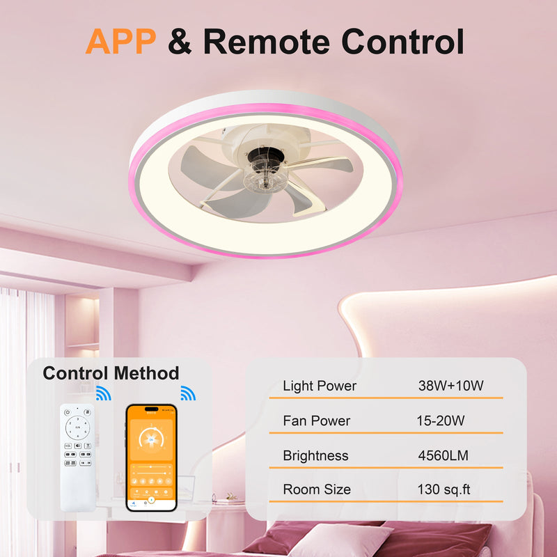 23.6" Modern RGB Ceiling Fan with Lights, photo 9 of 10
