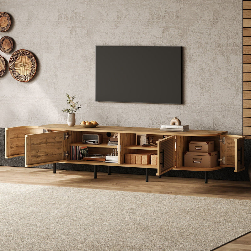70" TV Stand With Doors, Construction For TVs Up To 80" - Natural Wood, photo 13 of 16