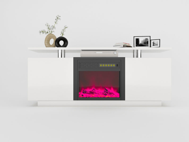 160CM high gloss TV cabinet tv unit with fireplace, have heat and flame color changes