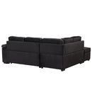 87.4" Sleeper Sofa Bed,2 in 1 Pull Out sofa bed L Shape Couch with Storage Ottoman for Living Room,Bedroom Couch and Small Apartment, Black