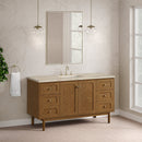 James Martin Laurent 60" Dual Mount Single Bathroom Vanity, Honey Oak