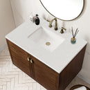 James Martin Amberly 36" Dual Mount Single Bathroom Vanity, Mid-Century Walnut