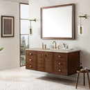 James Martin Amberly 60" Dual Mount Single Bathroom Vanity, Mid-Century Walnut