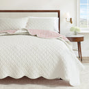 Floral Print & Scallopeded Edge Cotton Quilt Set - Sandie Collection by Great Bay Home