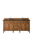 James Martin Brittany 72" Double Bathroom Vanity, Saddle Brown