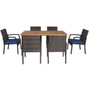 7Pcs Patio Rattan Cushioned Dining Set with Umbrella Hole by LJGDeals