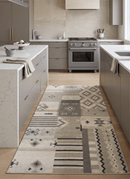Beige Dhurrie Wool Area Rug - Modern Tribal Pattern Handwoven