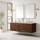 James Martin Amberly 72" Dual Mount Double Bathroom Vanity, Mid-Century Walnut