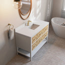James Martin Olena 48" Single Bathroom Vanity, Polished White and Light Mappa Burl