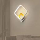GobekUsa Diamond-Frame LED Wall Sconce: Minimalist White & Wood Light with Warm/White Glow