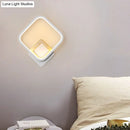 GobekUsa Diamond-Frame LED Wall Sconce: Minimalist White & Wood Light with Warm/White Glow