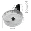 GobekUsa Diamond Glass Basin Set with Matte Black Faucet and Pop-up Drain Mixer Tap