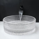 GobekUsa Diamond Glass Basin Set with Matte Black Faucet and Pop-up Drain Mixer Tap