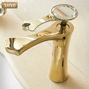GobekUsa Diamond Golden Black Basin Faucet Single Handle Bathroom Sink Mixer Tap