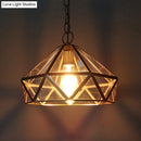 GobekUsa Diamond Pendant Ceiling Light in Brass with Clear Glass for Bedroom
