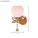 GobekUsa Diamond Sconce Crystal Wall Lamp with Pink Cracked Glass Shade - Post Modern 1-Light Fixture
