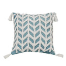 Diamond tufted blue and white cushion cover living room with tassels by Decorbites