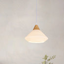 GobekUsa Diamond White Glass Pendant Light – Modernist Wood Dining Room Ceiling Lighting with 1 Light