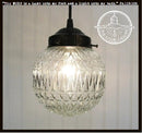 RARE Vintage Diamond-Cut Glass Globe Ceiling Light by The Lamp Goods