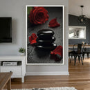 Black Lava Stone Rose Canvas | Red Rose Spa Photography by MyGreatCanvas | Canvas Wall Art Prints | Photo Prints & Wall Decor